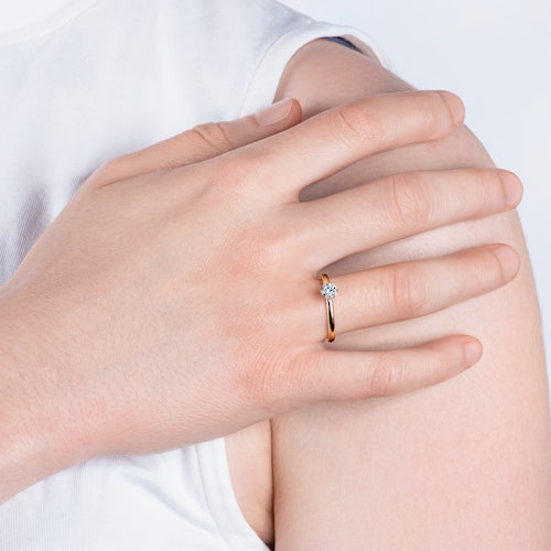 Pierścionek zaręczynowy SAVICKI: złoty, diament laboratoryjny